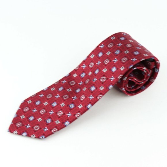 Bloomingdale's The Men's Store, Red and Blue Abstract Silk Men's Neck Tie - Picture 1 of 4